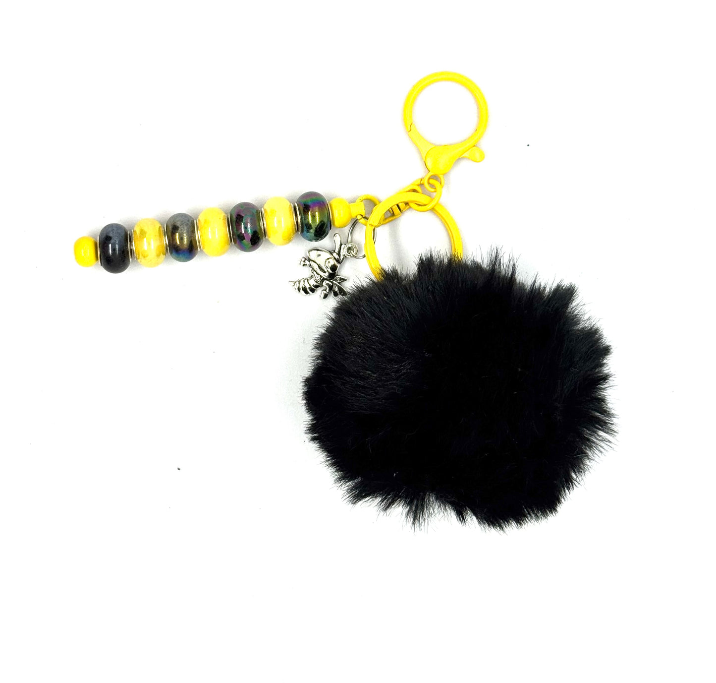 FDSS “Bee-lieve in Chaos” Bumblebee Pom Pom Handmade Keychain Charm