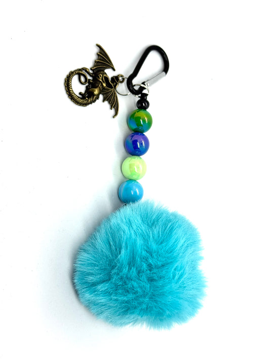 FDSS “My Emotional Support Dragon” Dragon Pom Pom Handmade Keychain Charm
