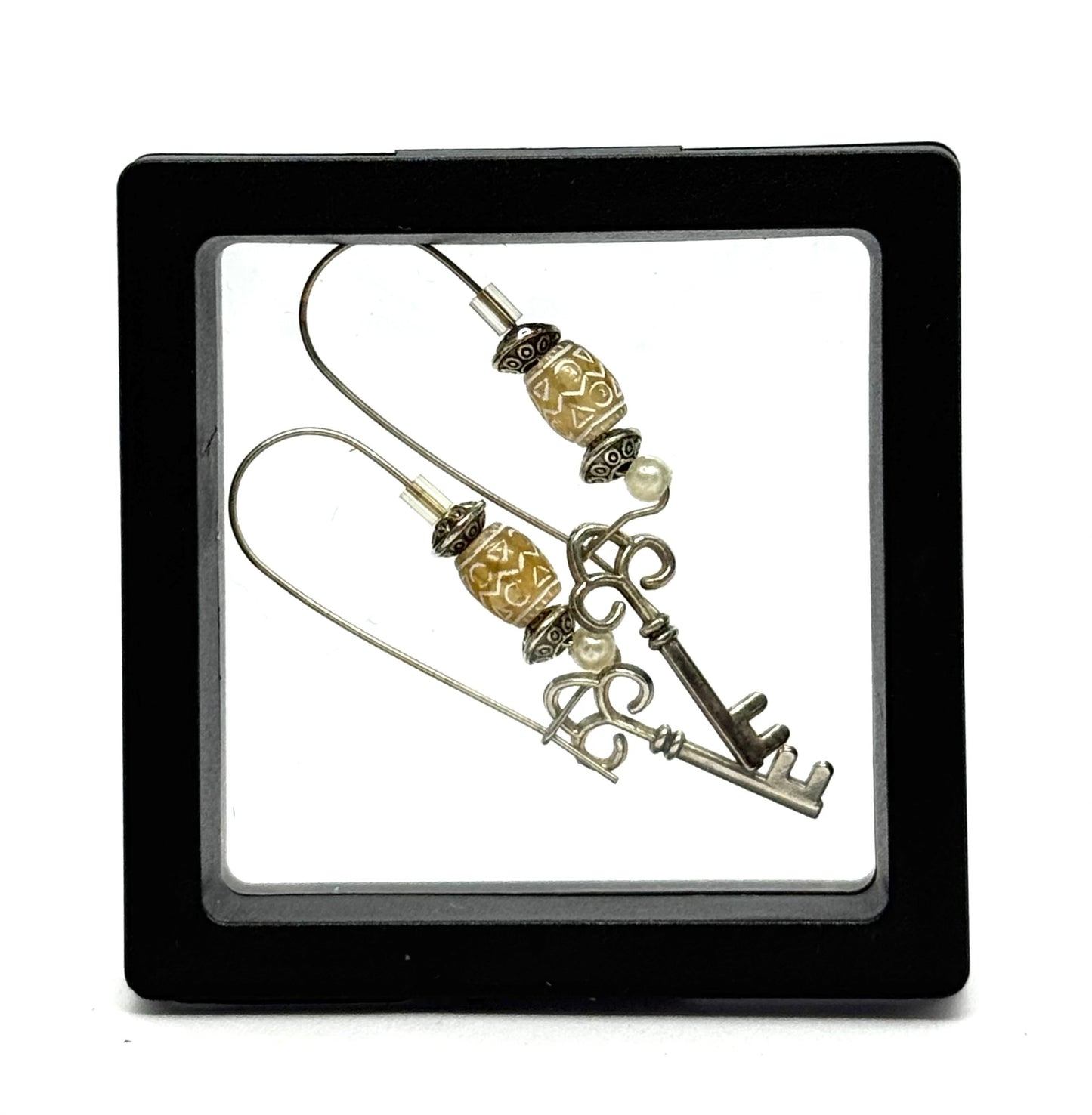 #49 Unlock My Last Nerve Skeleton Key Earrings – Vintage Key Dangle Earrings