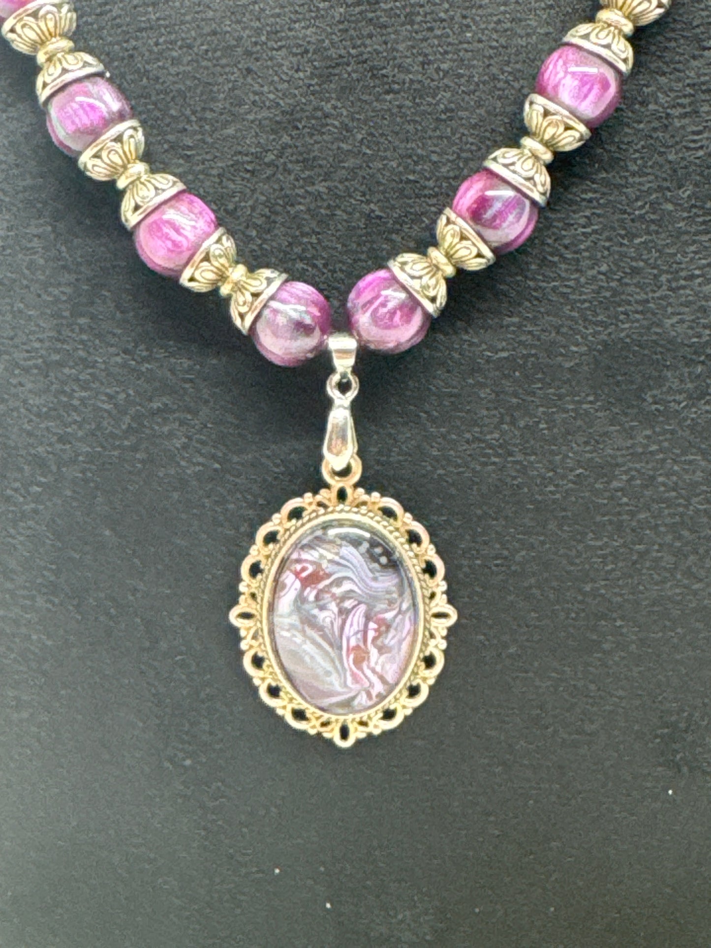 Purple Paint Pour Necklace
