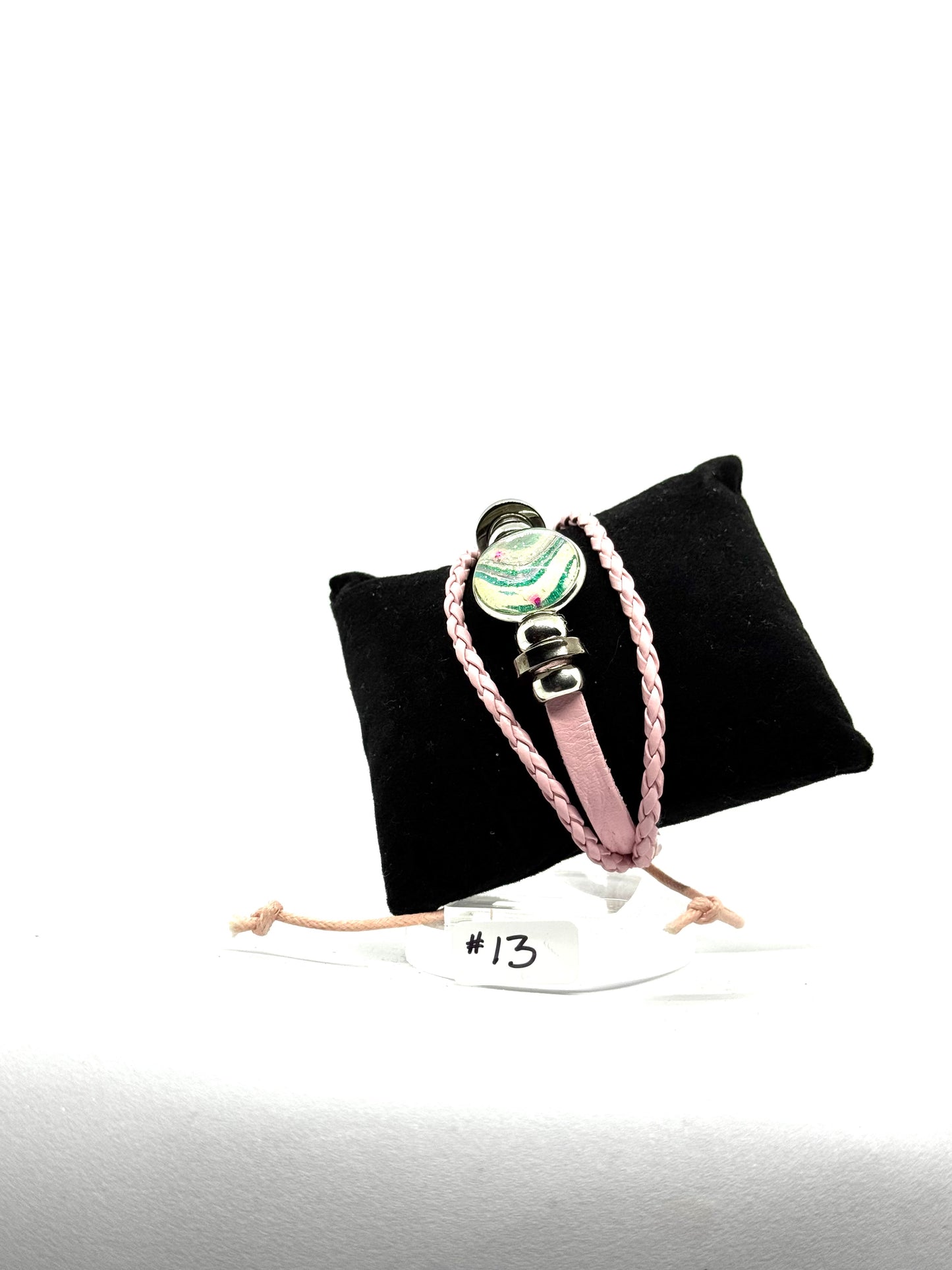 #13 “Soft Chaos Energy” Pink Wrap Bracelet — Handmade Glass Dome Statement Piece | One-of-a-Kind FDSS Chaos Jewelry