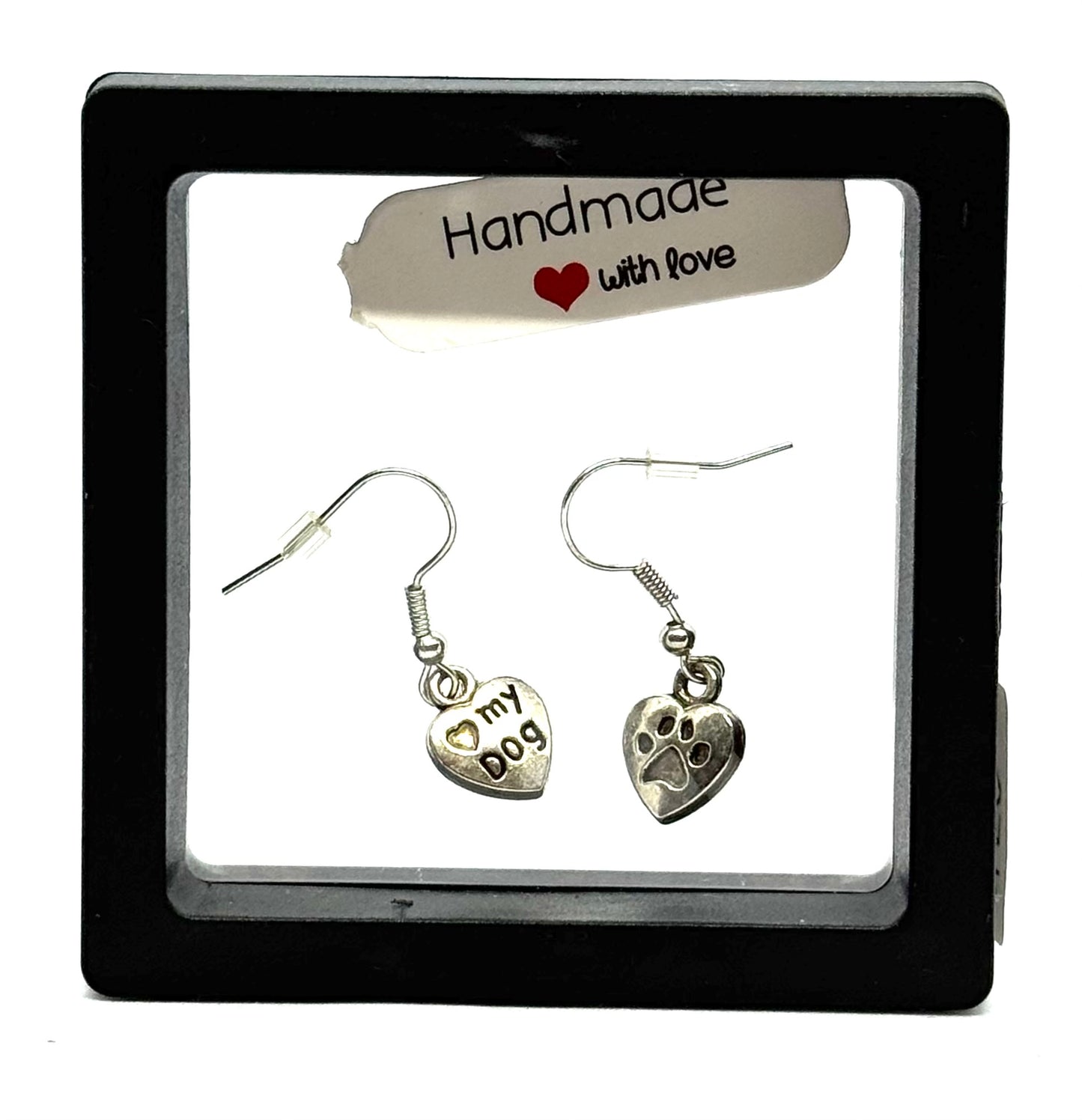 #50 My Dog Is My Favorite Child Earrings – Silver Dog Lover Heart Earrings