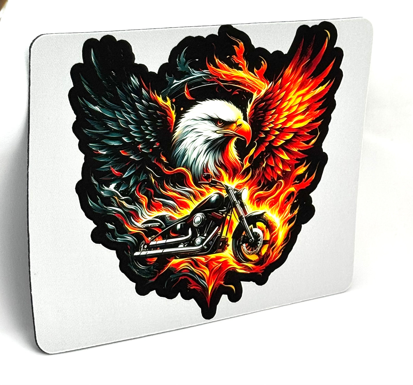 “Freedom Burns Different” Flaming Eagle Motorcycle Mouse Pad | Chaos Rider Energy | FDSS