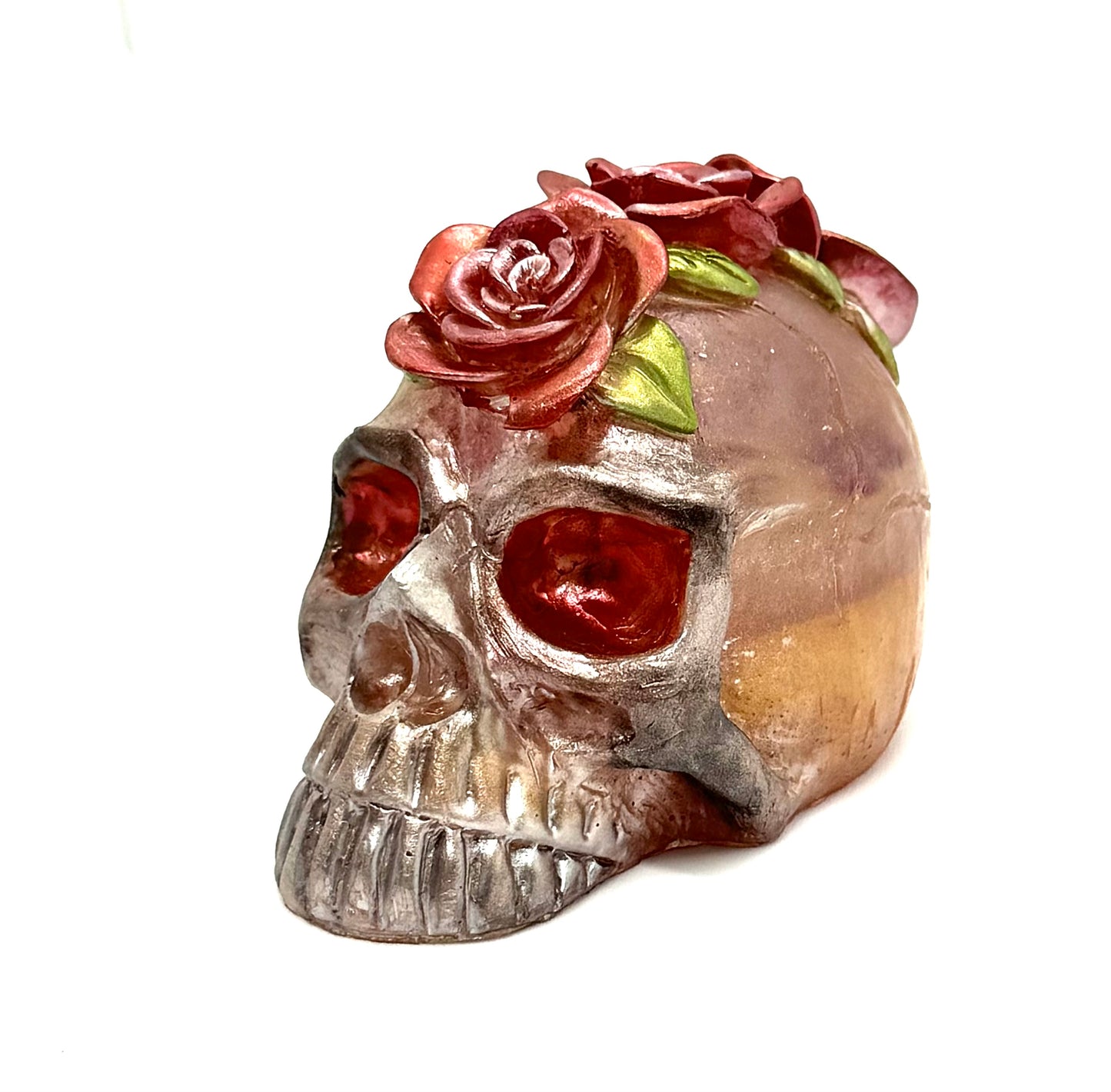 “Deadly Bloom” Rose Crown Skull — Handmade Resin Gothic Decor | Romantic Horror Skull | FDSS One-of-a-Kind Art