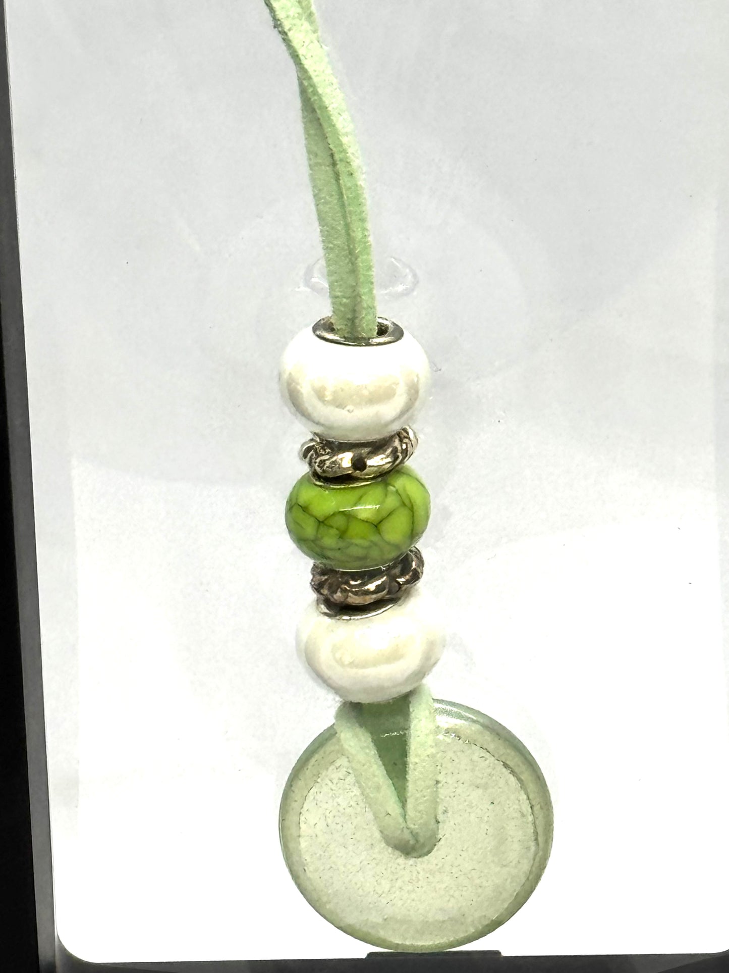 Lime Green Beaded Pendant Necklace | Magnetic Clasp | Handmade Statement Chaos