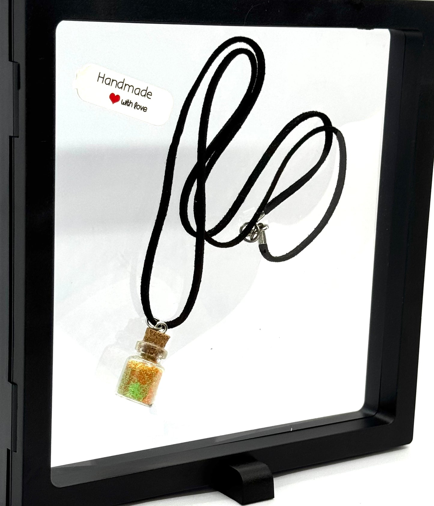 Black Cord Potion Necklace | 26”Handmade Glass Vial Necklace | Glitter Charm Pendant | Minimal Chaos Jewelry