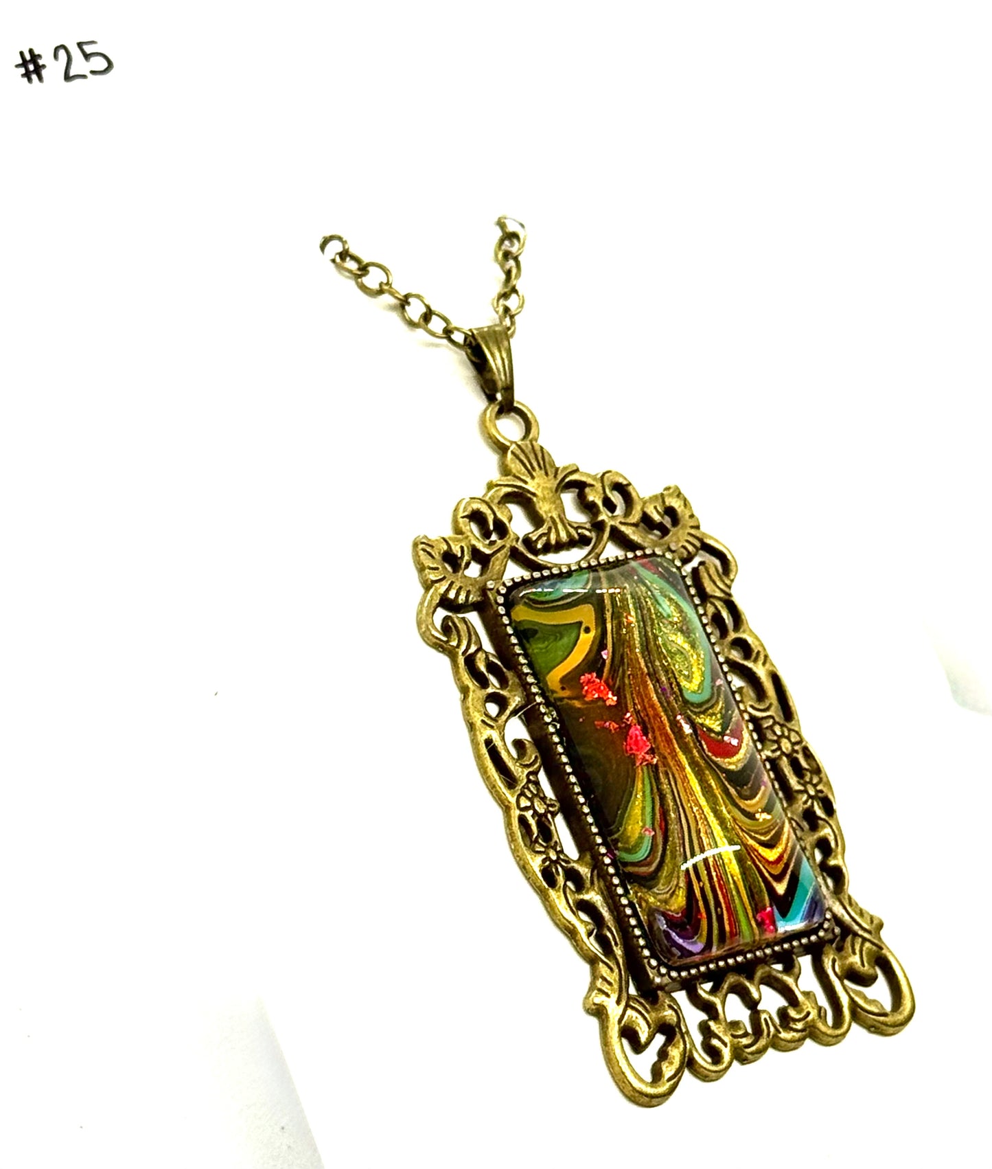 #25 Baroque Breakdown – Multicolor Chaos Paint Pour Statement Necklace | FDSS Original