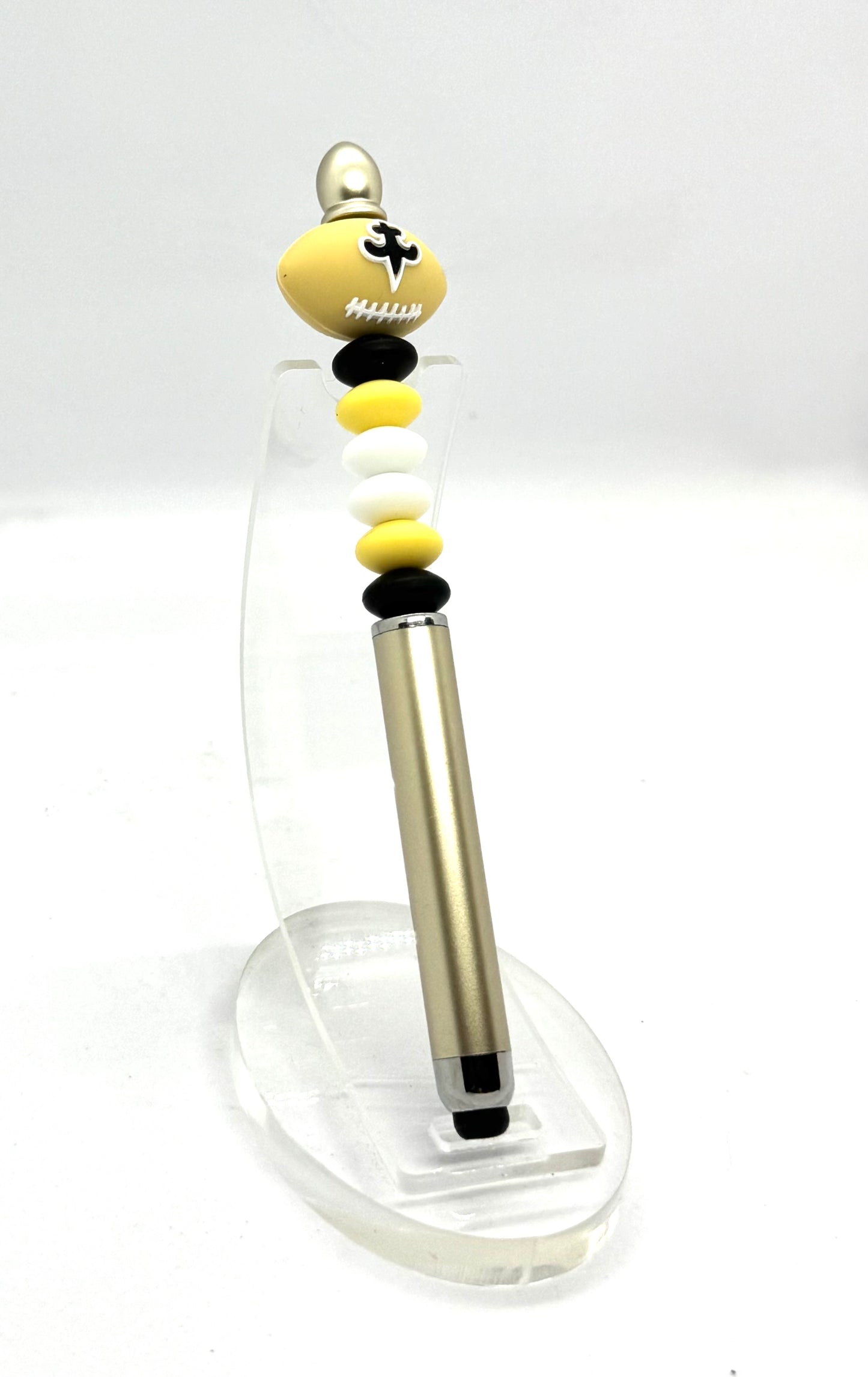 Handmade New Orleans Saints Inspired Beaded Stylus Pen | Refillable Touchscreen Pen
