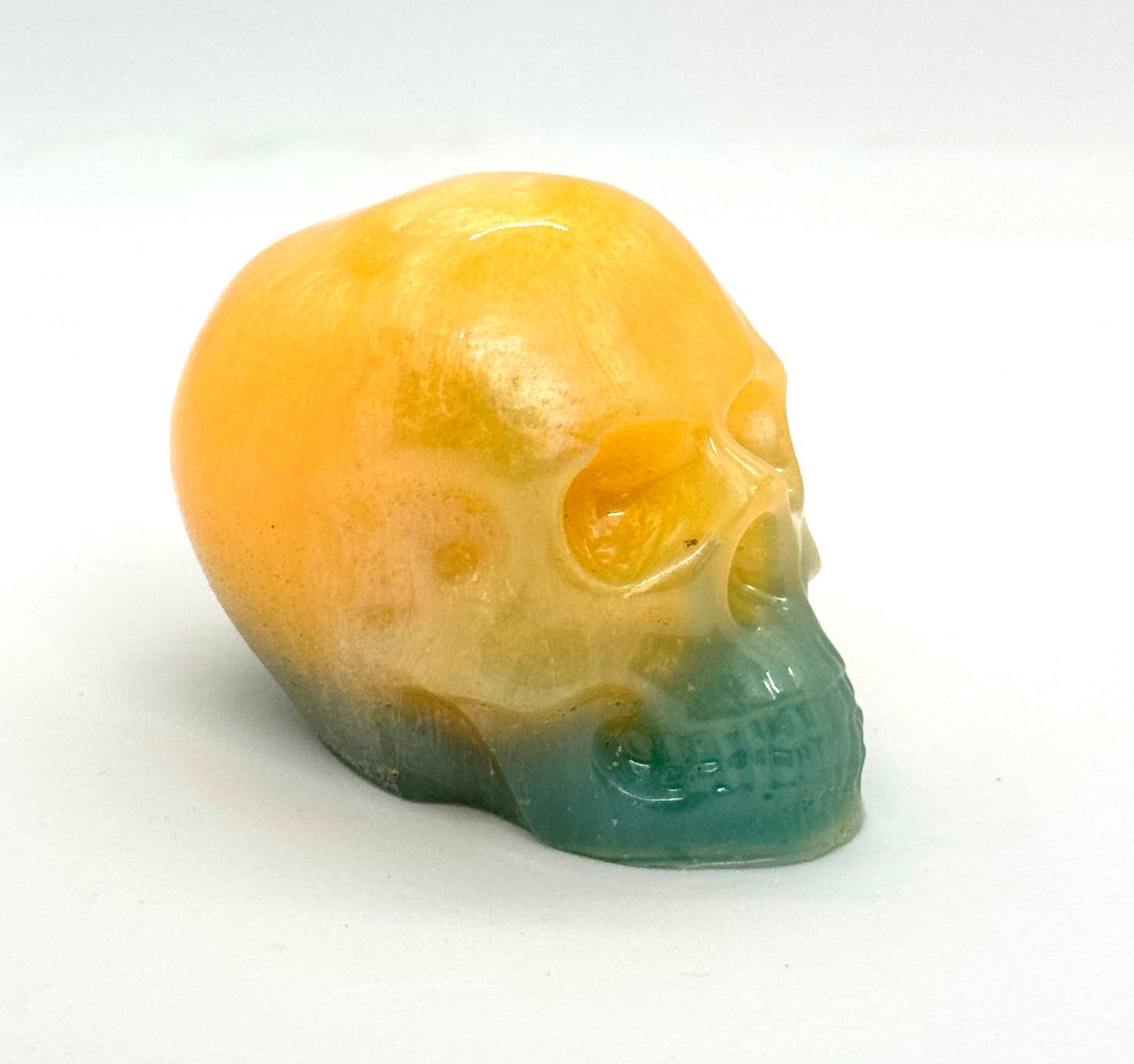“Sunset Hangover” Skull — Handmade Resin Skull Decor | Yellow Blue Ombre Gothic Art | FDSS One-of-a-Kind