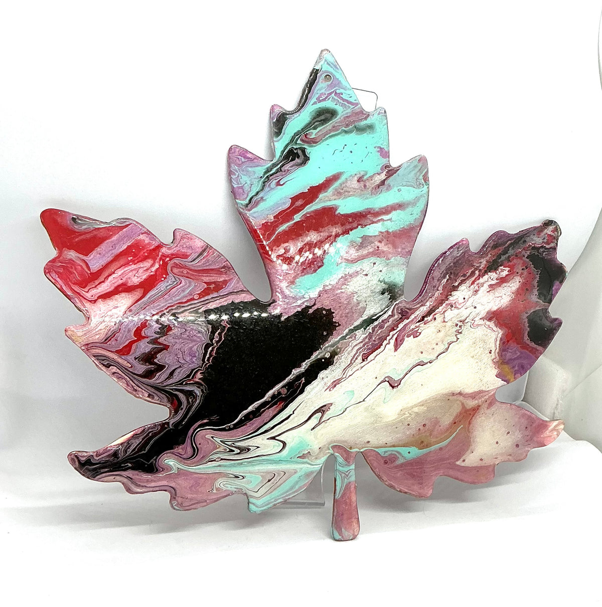 Leaf the Chaos Here | Paint-Poured Maple Leaf Wall Art