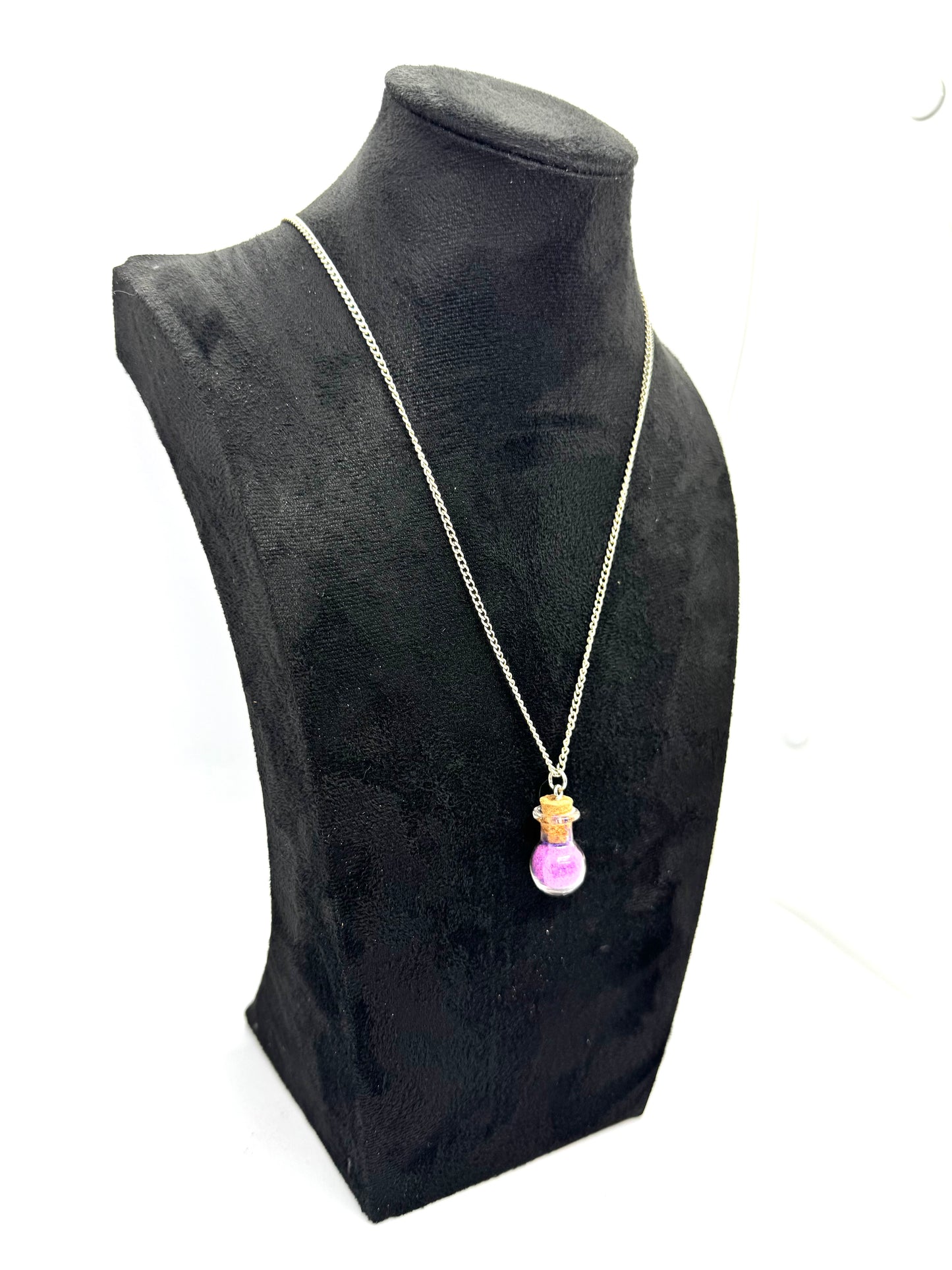 #1G “Emotionally Unstable Potion Bottle Necklace – Pink Chaos in a Jar”
