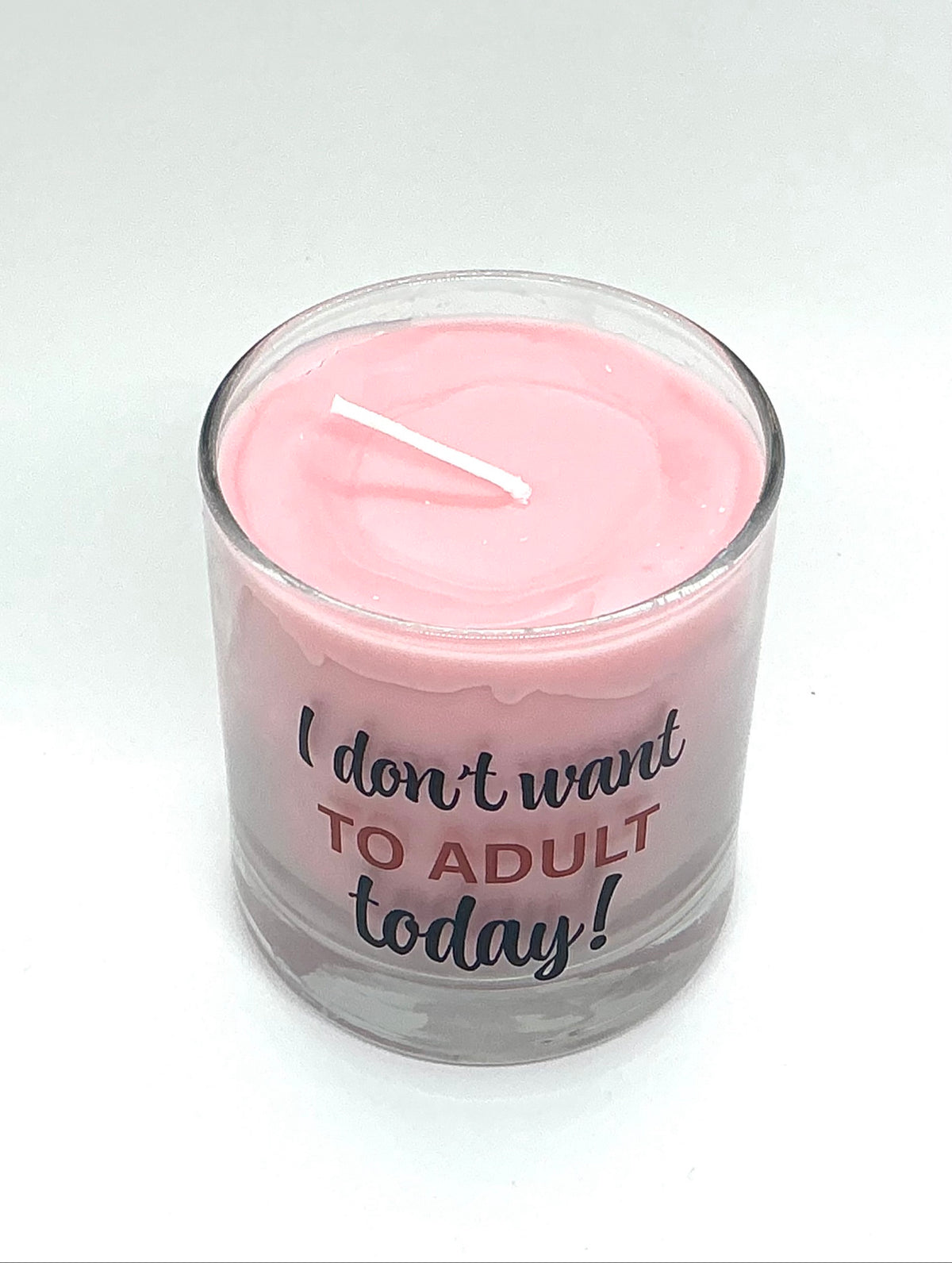 Peach candle, light pink - top angle